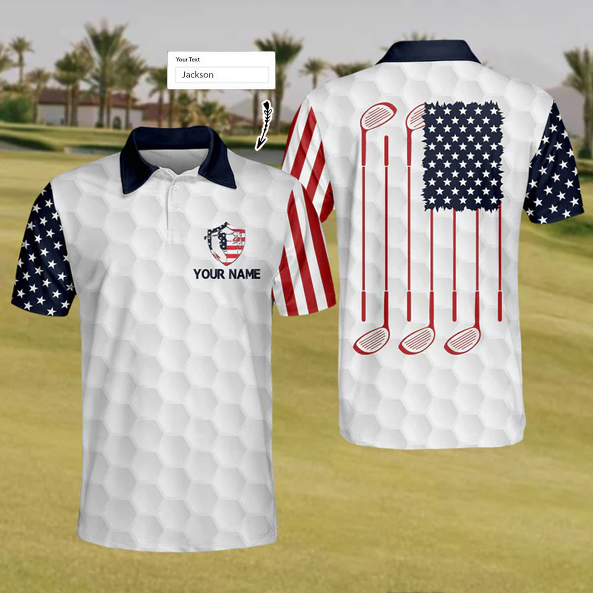 Personalized Funny Golf Shirts for Men America Flag Club Mens Golf Shirts Short Sleeve Polo