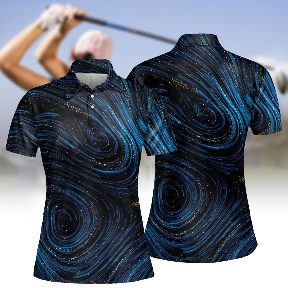 Women's Night Sky Short Sleeve Polo Shirt