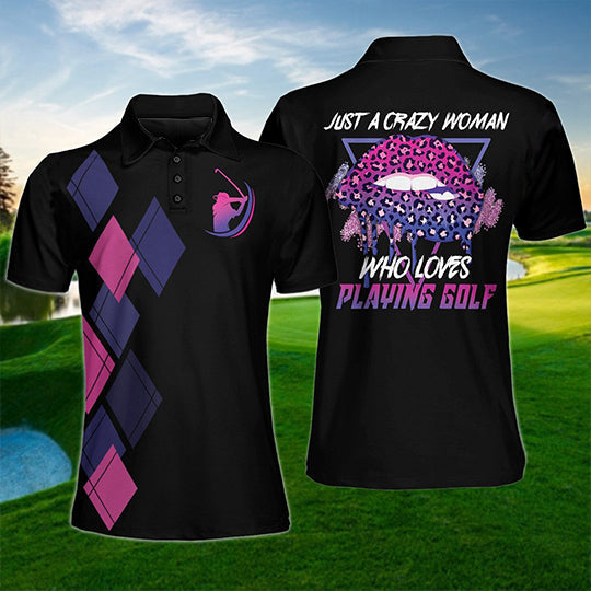 Just A Crazy Women Who Loves Playing Golf Women Short Sleeve Polo Shirt