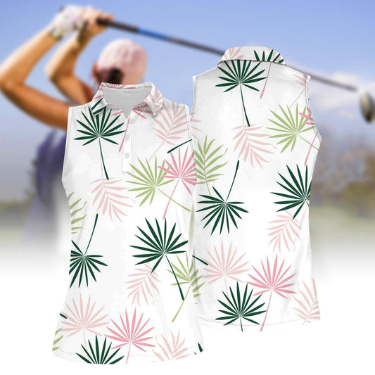 Women's Palm Leaf Short Sleeve Polo Shirt