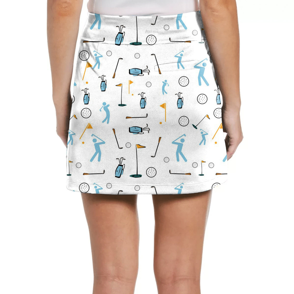 Women's White Seamless Golf Stick Figures Skirt（Leggings not included）