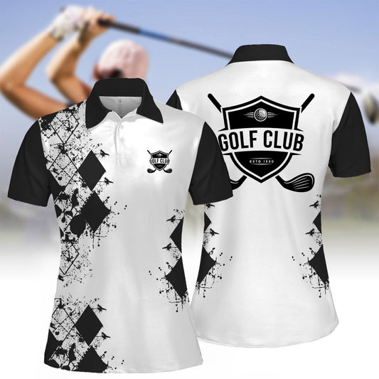 Women's Golf Club Printed Long Sleeve Polo Shirt