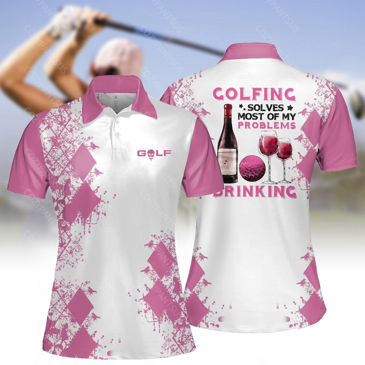 Women's golfing drinking polo shirt