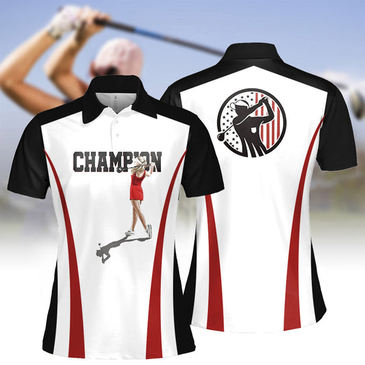 Black and white Women golf polo shirt Champion golf gifts for women