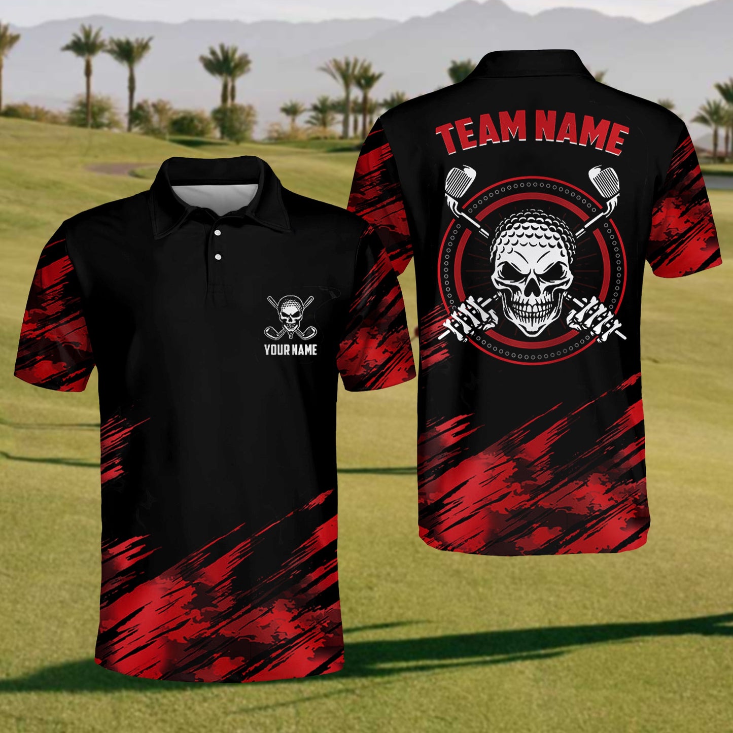 Mens Skull Team Polo Shirt