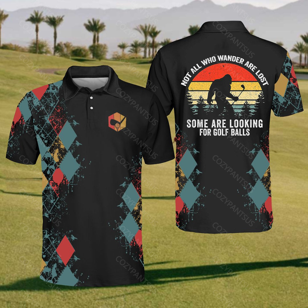 Men's Not All Who Wander Are Lost Some Are Looking For Golf Balls Polo Shirt