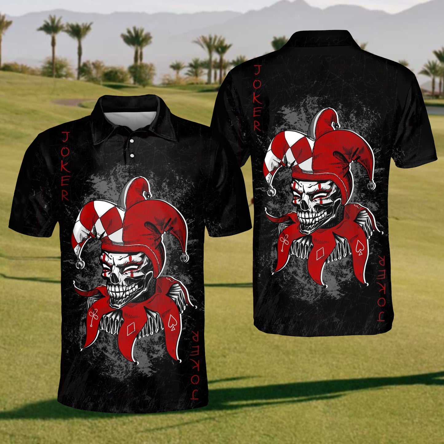 2024 Mens Skull Joker Golf Polo Shirt