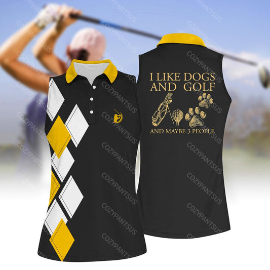 Women's I Like Dogs And Golf Sleeveless Polo Shirt