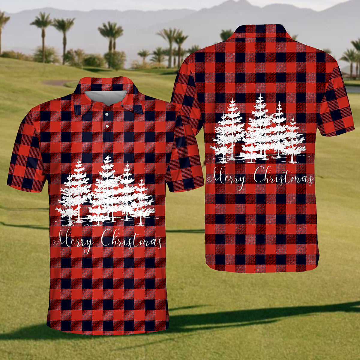 Mens Christmas Tree Polo Shirt