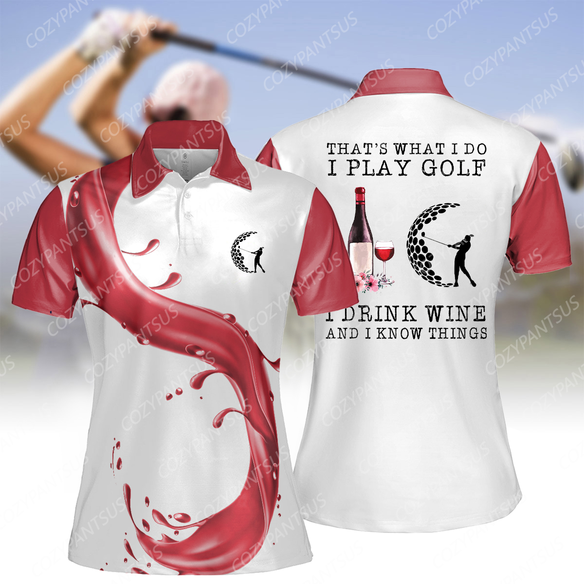 Women's Wine Golf Polo Shirt