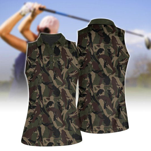 Women's Camo Golf Sleeveless Polo Shirt