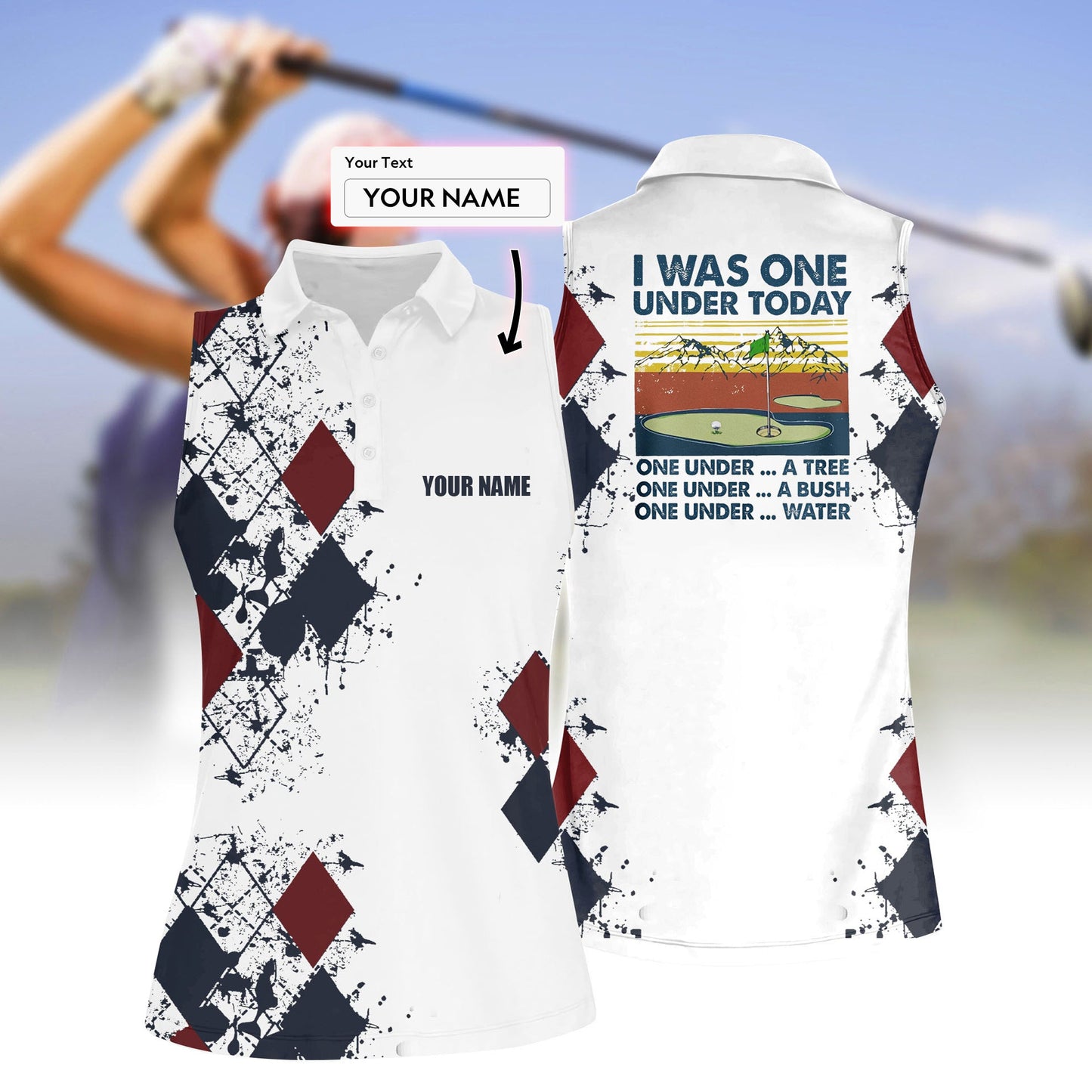 【Custom Your Name】 Women's I Was One Under Taday Golf Polo Shirt