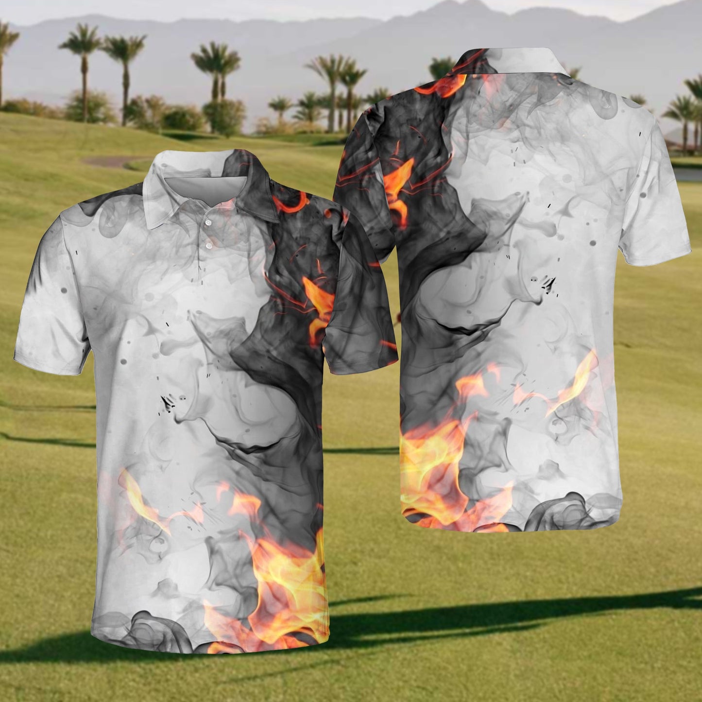 2024 Mens  Flame Golf Polo Shirt