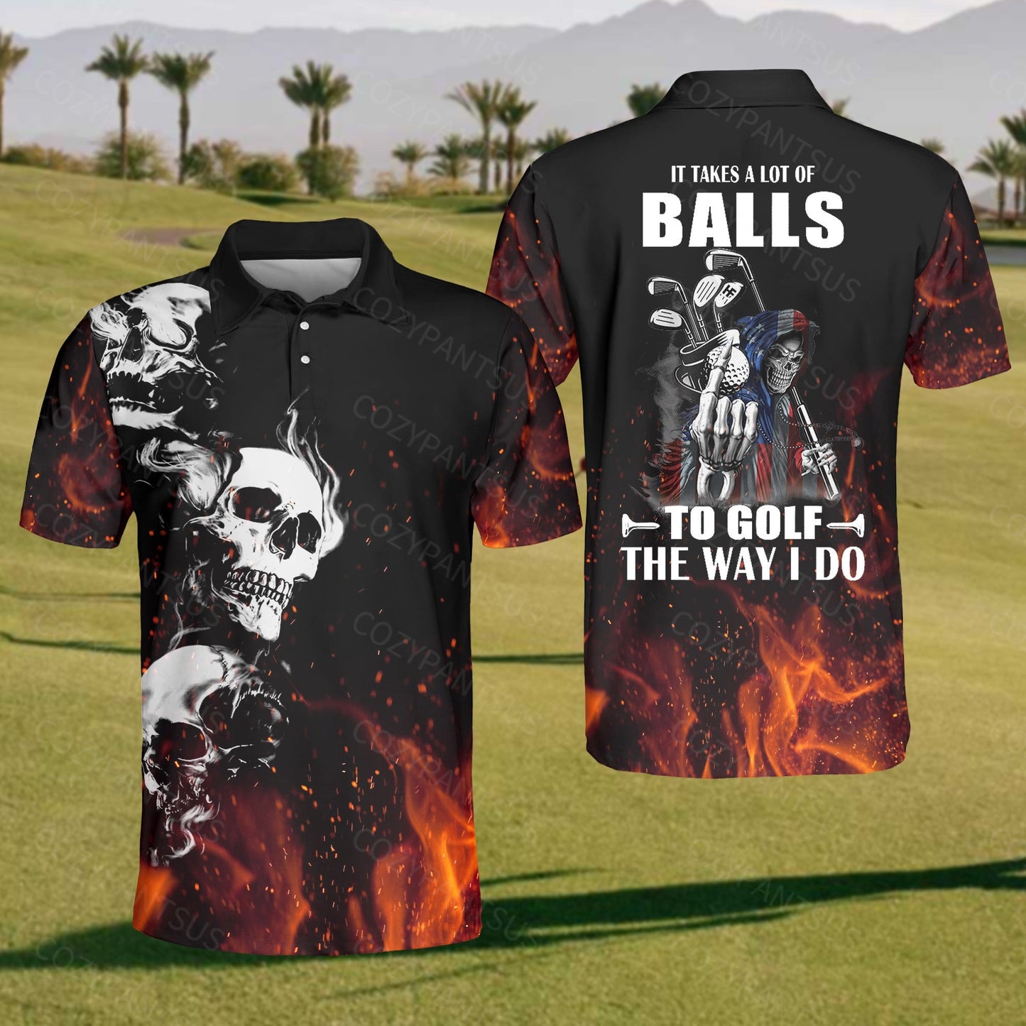 Men's Golf Skull Polo Shirt