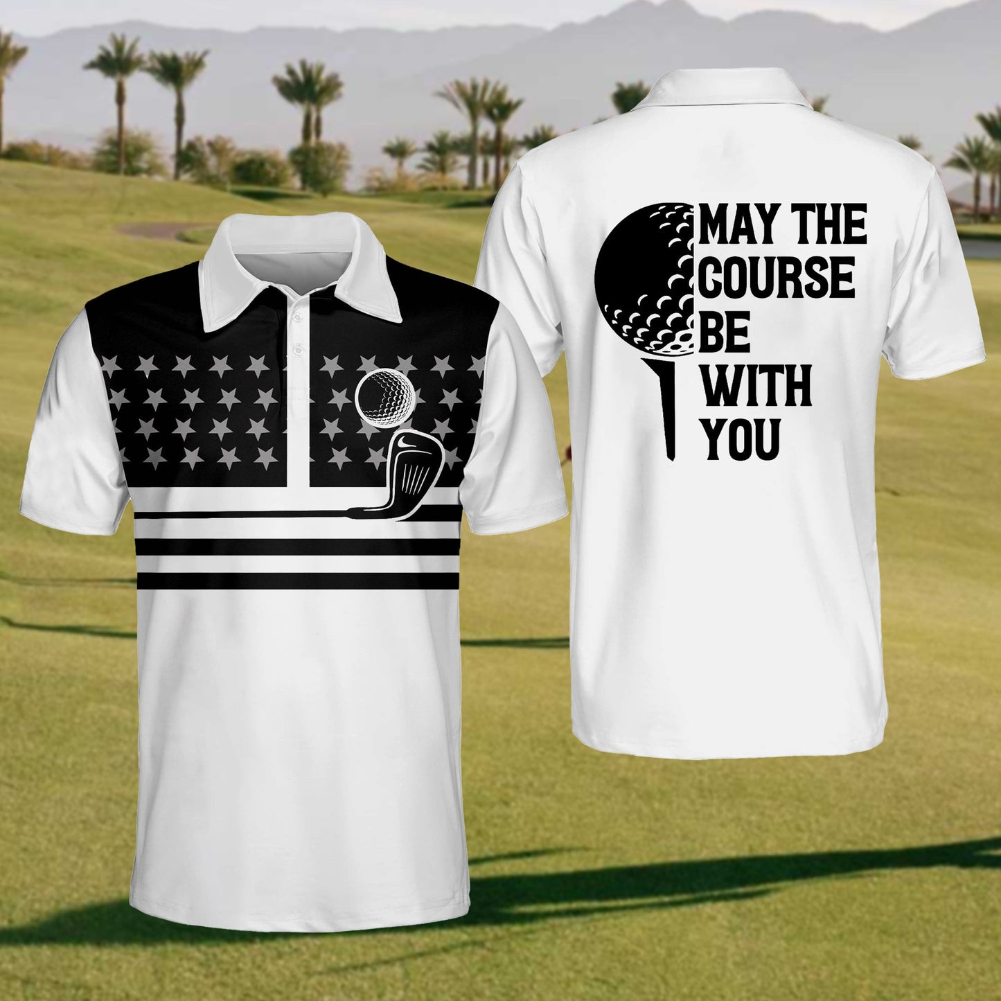 Men'S May The Course Be With You Golf Short Sleeve Shirt