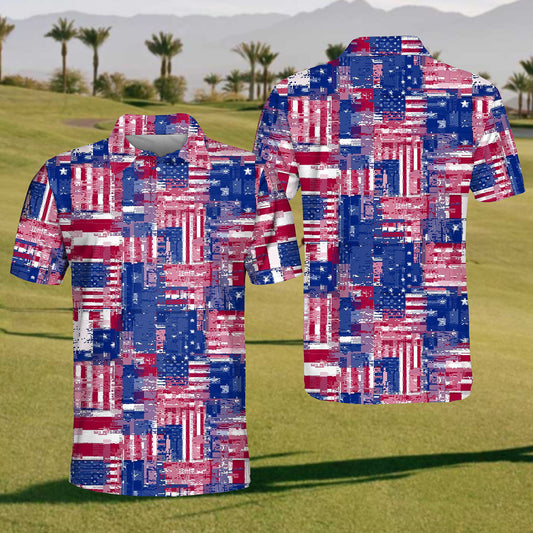 2024 Mens Flag Print Polo Shirt