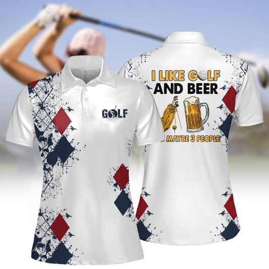 Women's I like golf and beer short sleeve polo shirt