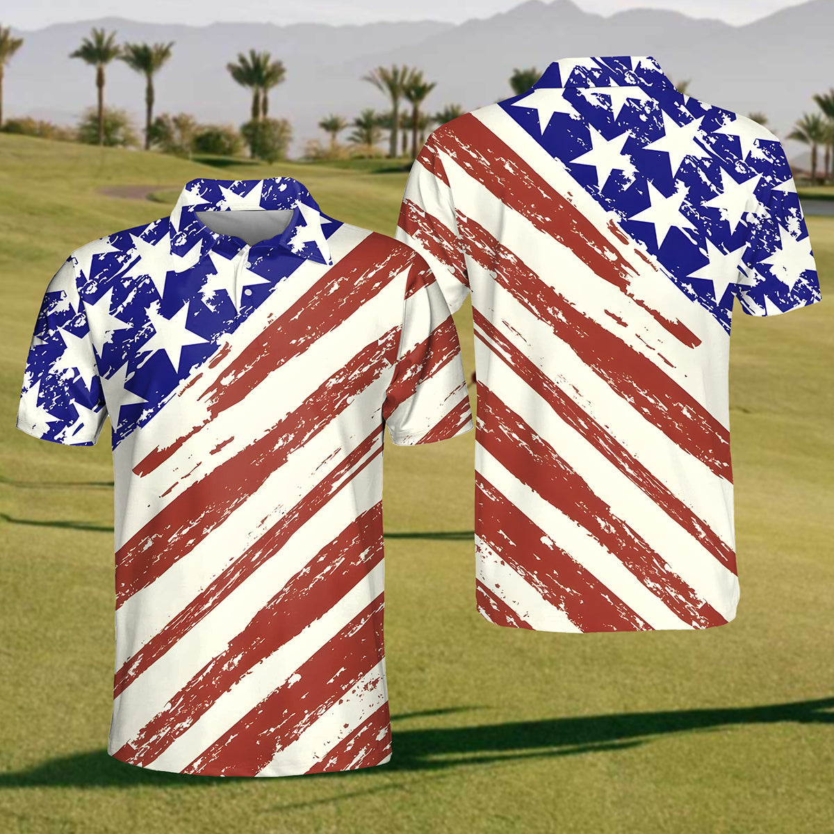 2024 Mens Flag Print Polo Shirt