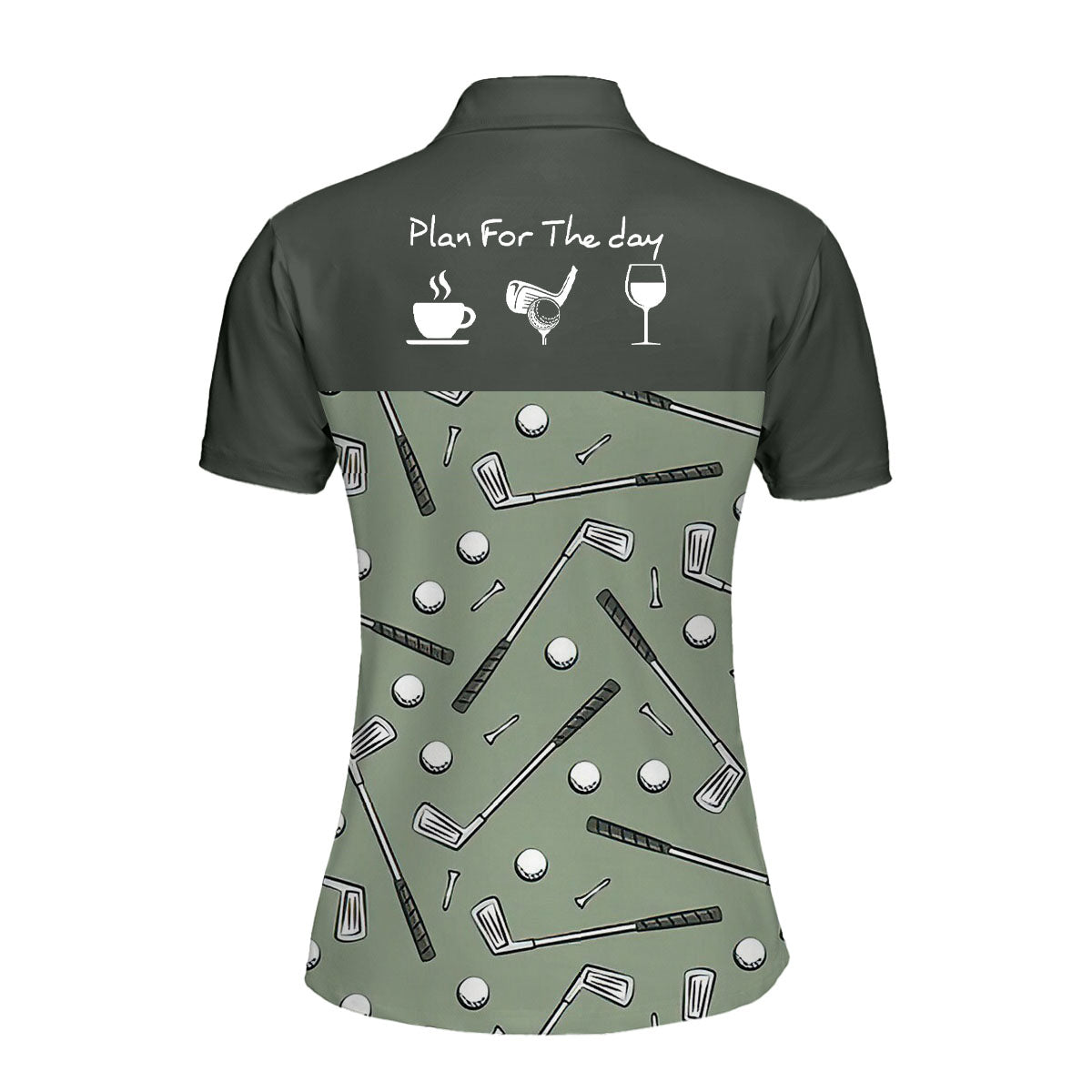 Green Seamless Golf Stick Figures Women Short Sleeve Polo Shirt