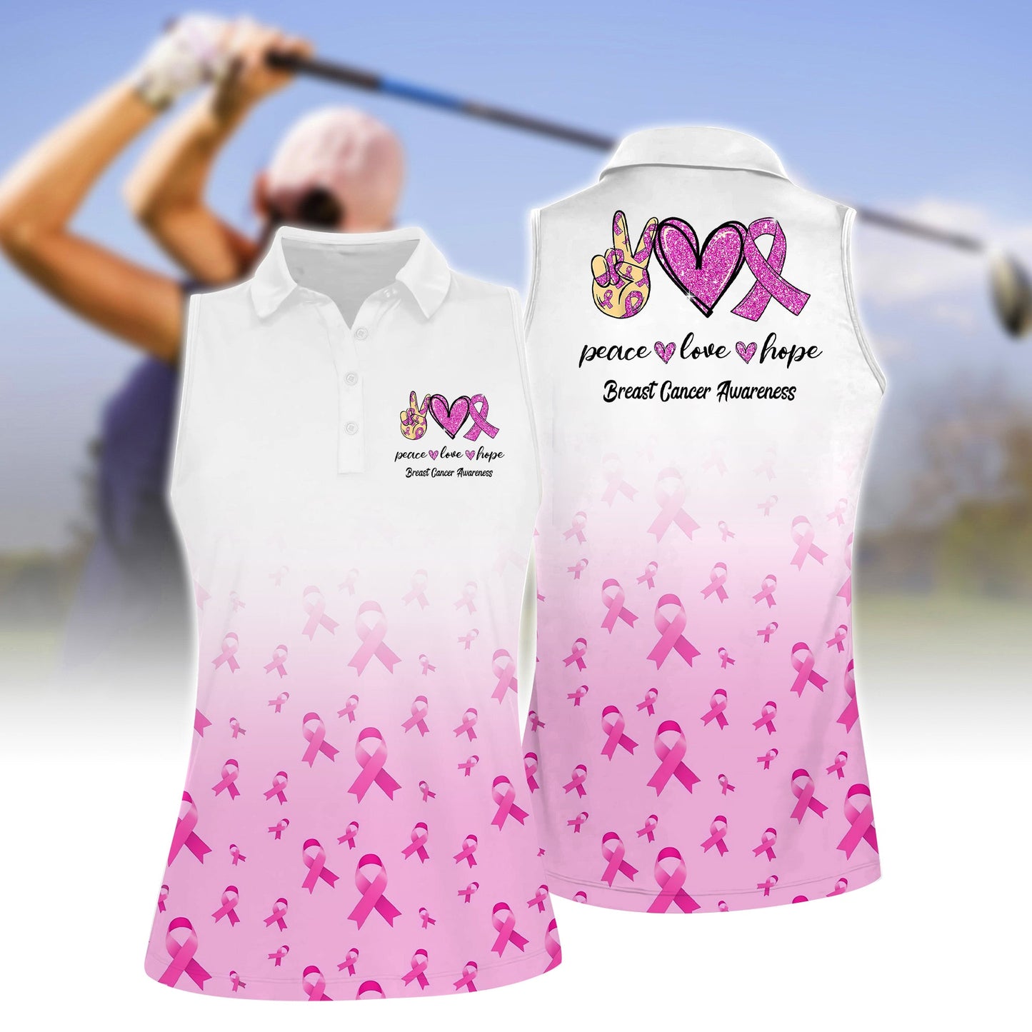 Women's Peace Love Hope Sleeveless Polo Shirt