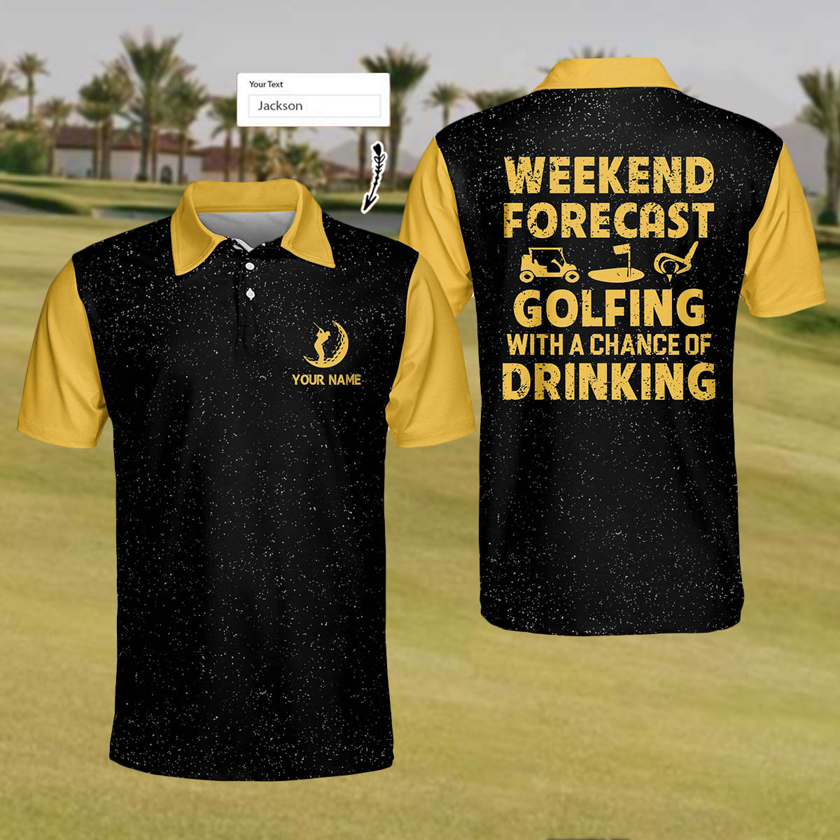 Custom Funny Golf Shirts for Men Weekend Forecast Golfing with A Chance of Drinking Mens Golf Polo Shirts