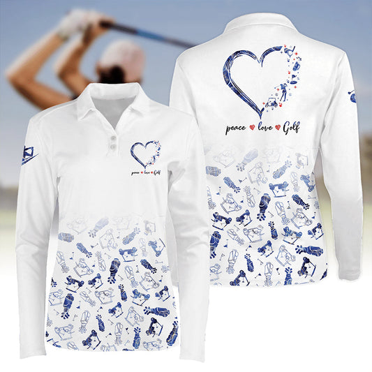 Women's Peace Love Golf Long Sleeve Polo Shirt