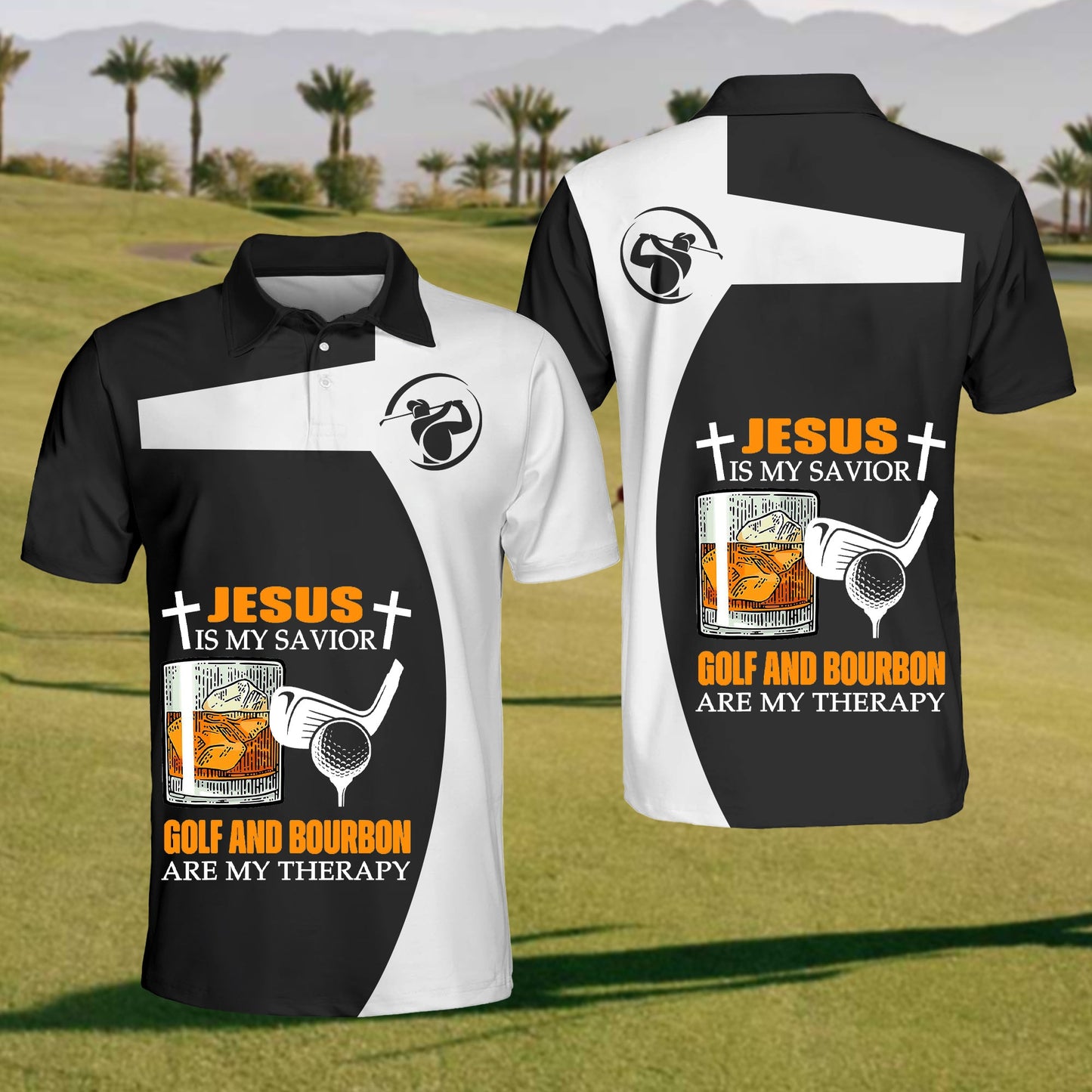 Men's Jesus & Golf & Bourbon Polo Shirt