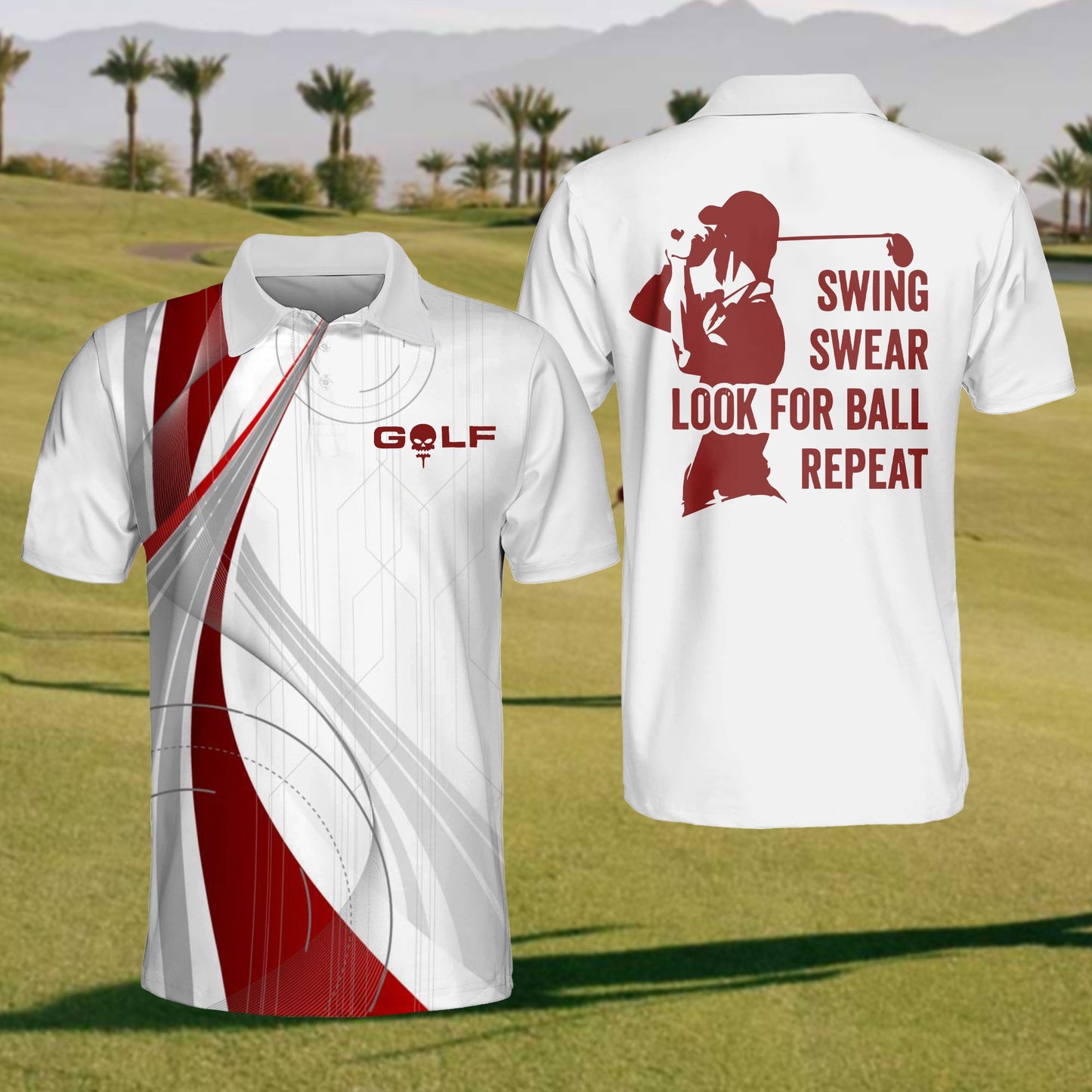 Men's Swing Swear Look For Ball Repeat Golf Polo Shirt