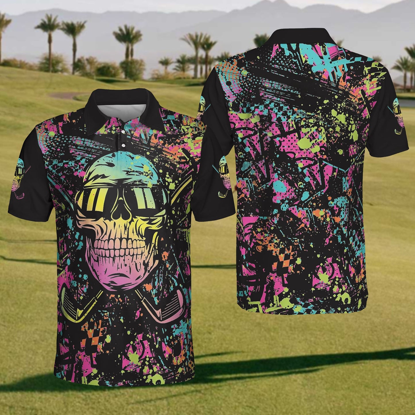 Men's Skull Golf Polo Shirt