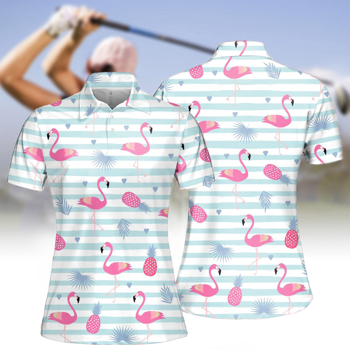 Women's Flamingo Golfer Seamless Polo Shirt