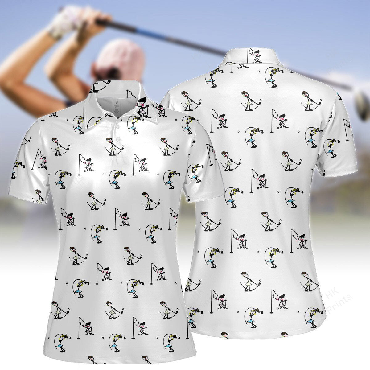 Seamless Funny Women Golf Short Sleeve Polo Shirt