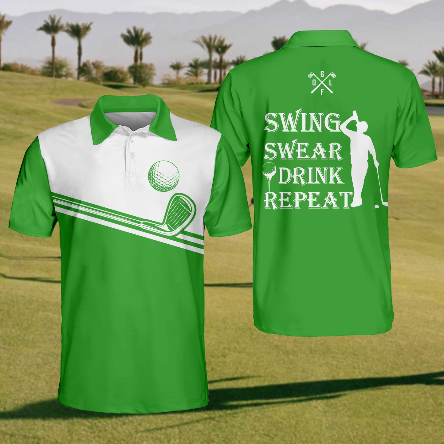 Men's Swing Swear Drink Repeat Polo Shirt