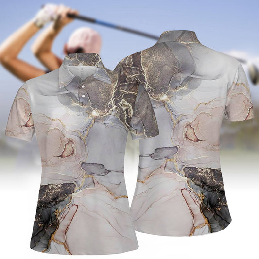 Women's Marble Print Polo Shirt