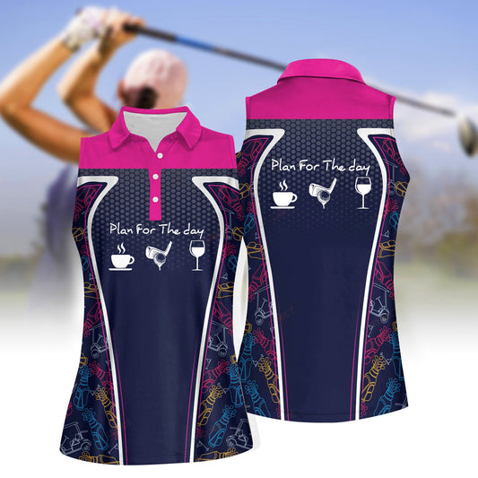 Addicted Golf Line Pink Women Sleeveless Polo Shirt