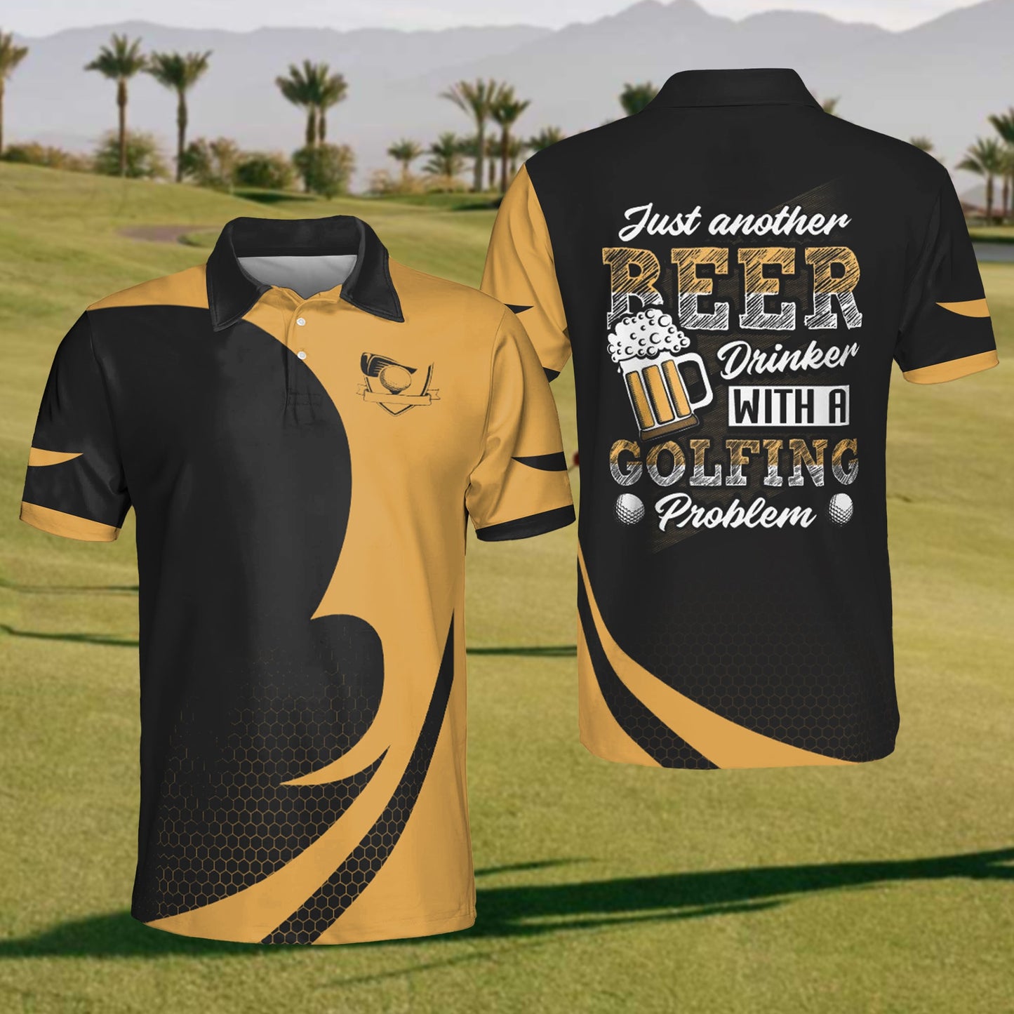 Mens Golf Beer  Polo Shirt