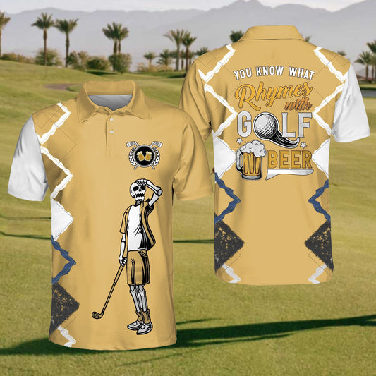 Mens Skull Beer Golf Polo Shirt