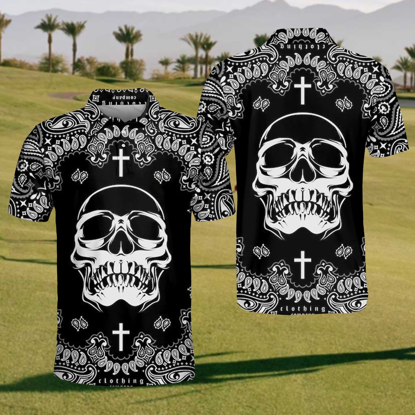 2024 Mens Skull Polo Shirt