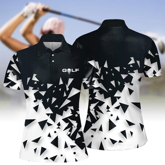 Broken Shapes Pattern Women Short Sleeve Polo Shirt