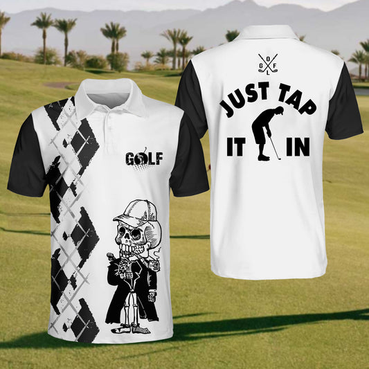 Men'S Just Tap In It  Golf Skeleton Short Sleeve Shirt