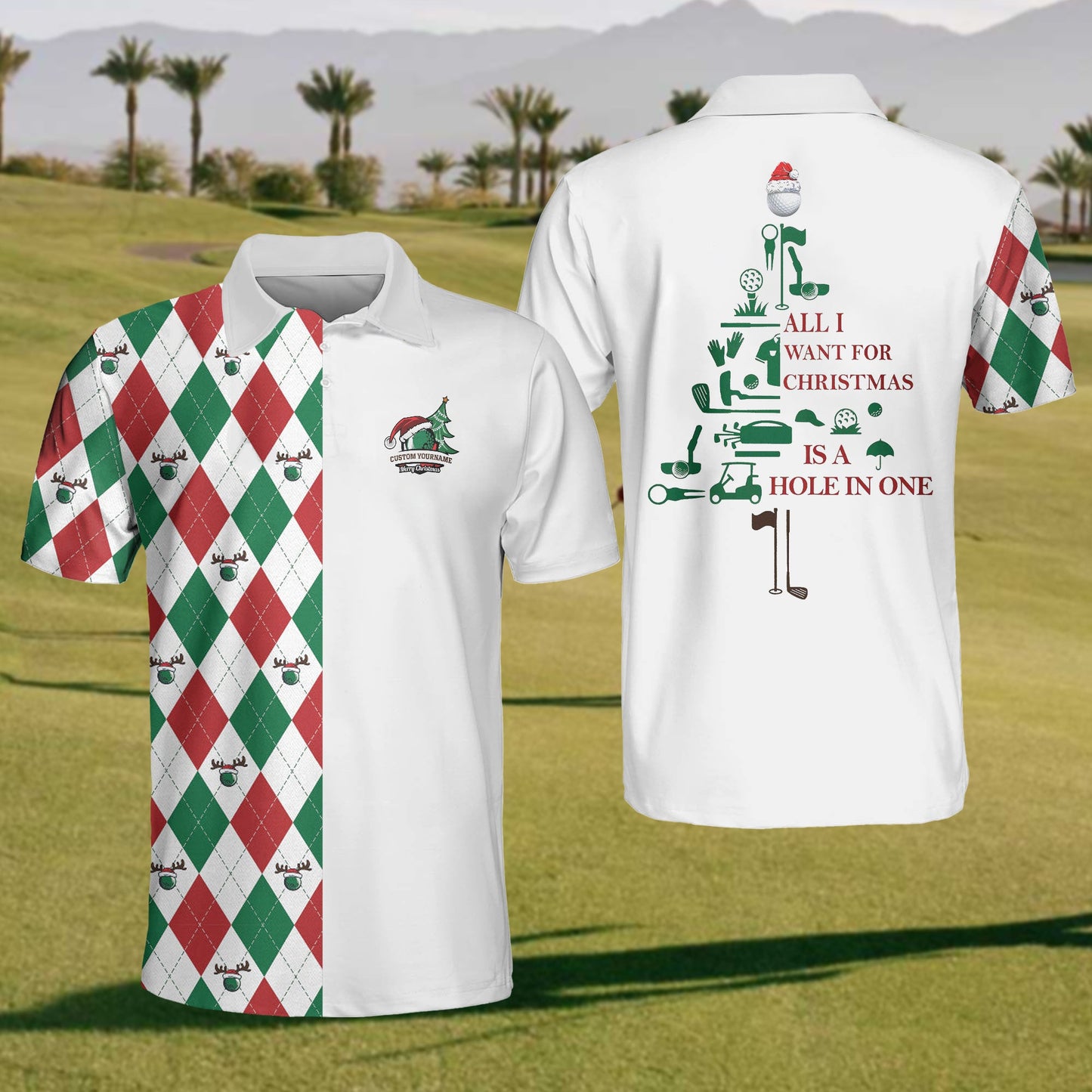 Custom Christmas Golf Polo Shirt for Men