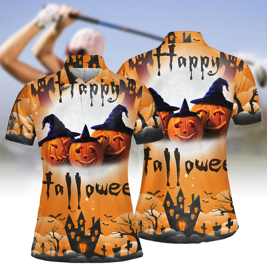 Women Halloween Short Sleeve Polo Shirt