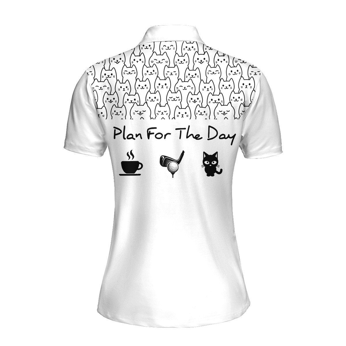 Plan For The Day Coffee Golf And Cat V2 WOMEN SHORT SLEEVE POLO SHIRT