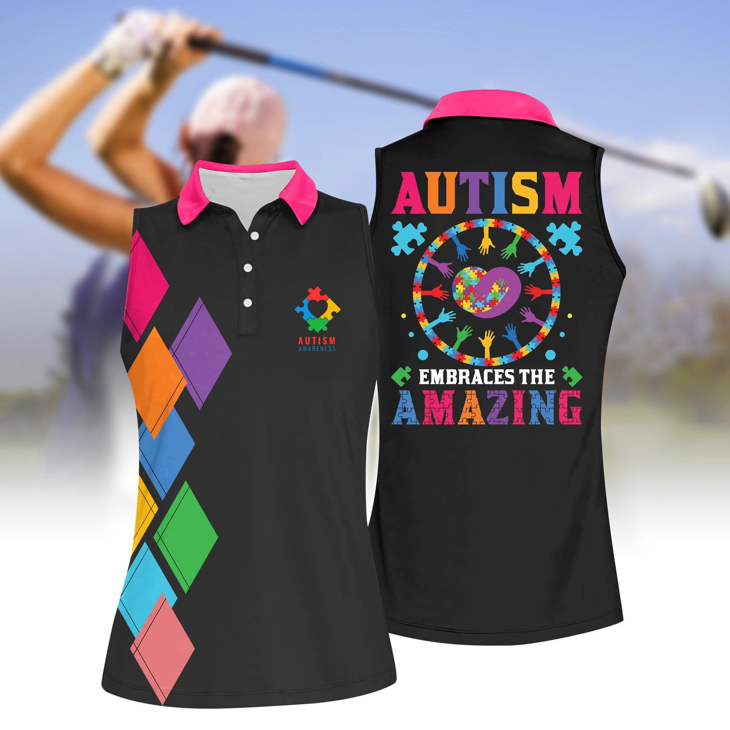 Women Autism Awareness Polo Shirt