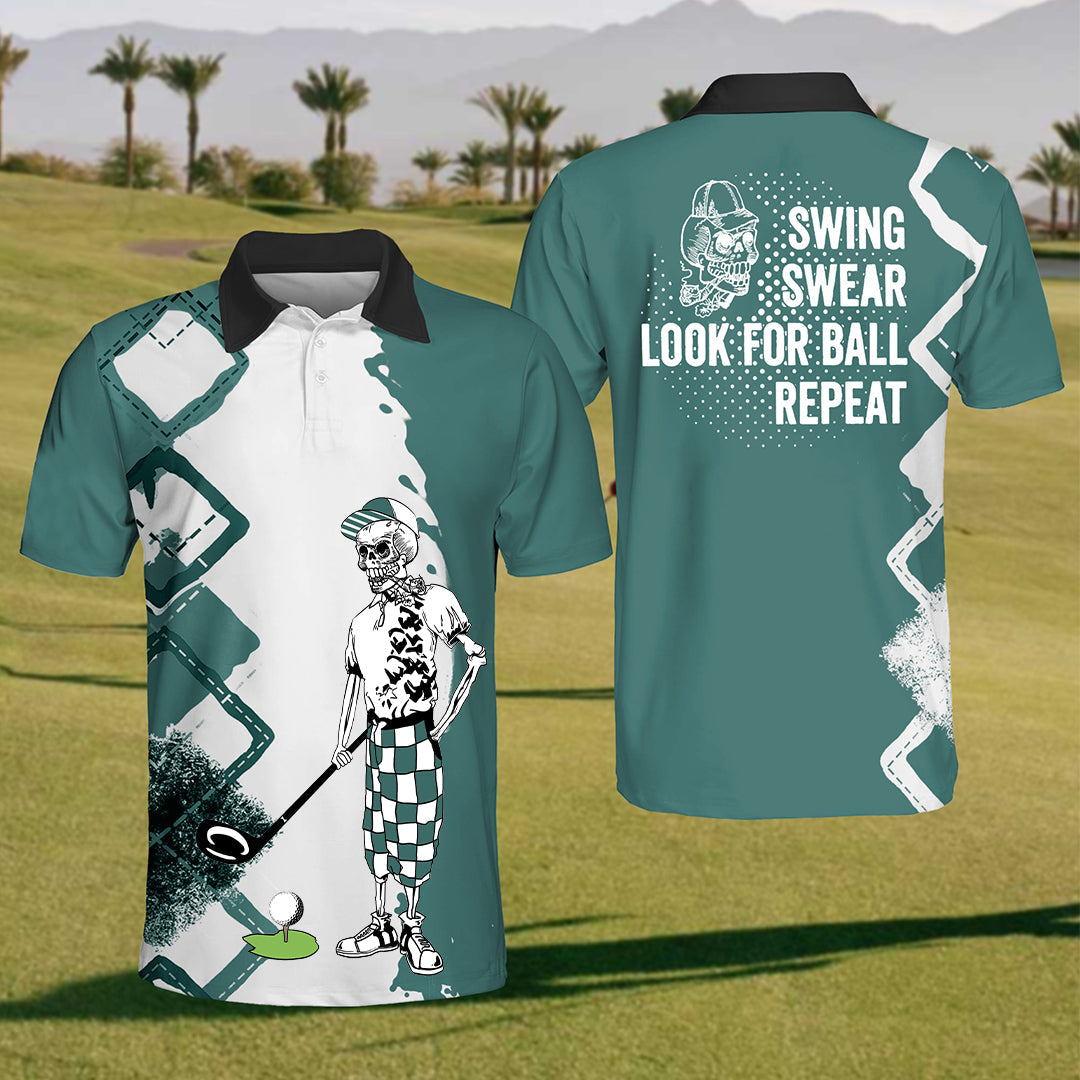 Mens Swing Swear Looking For The Ball Repeat Polo Shirt