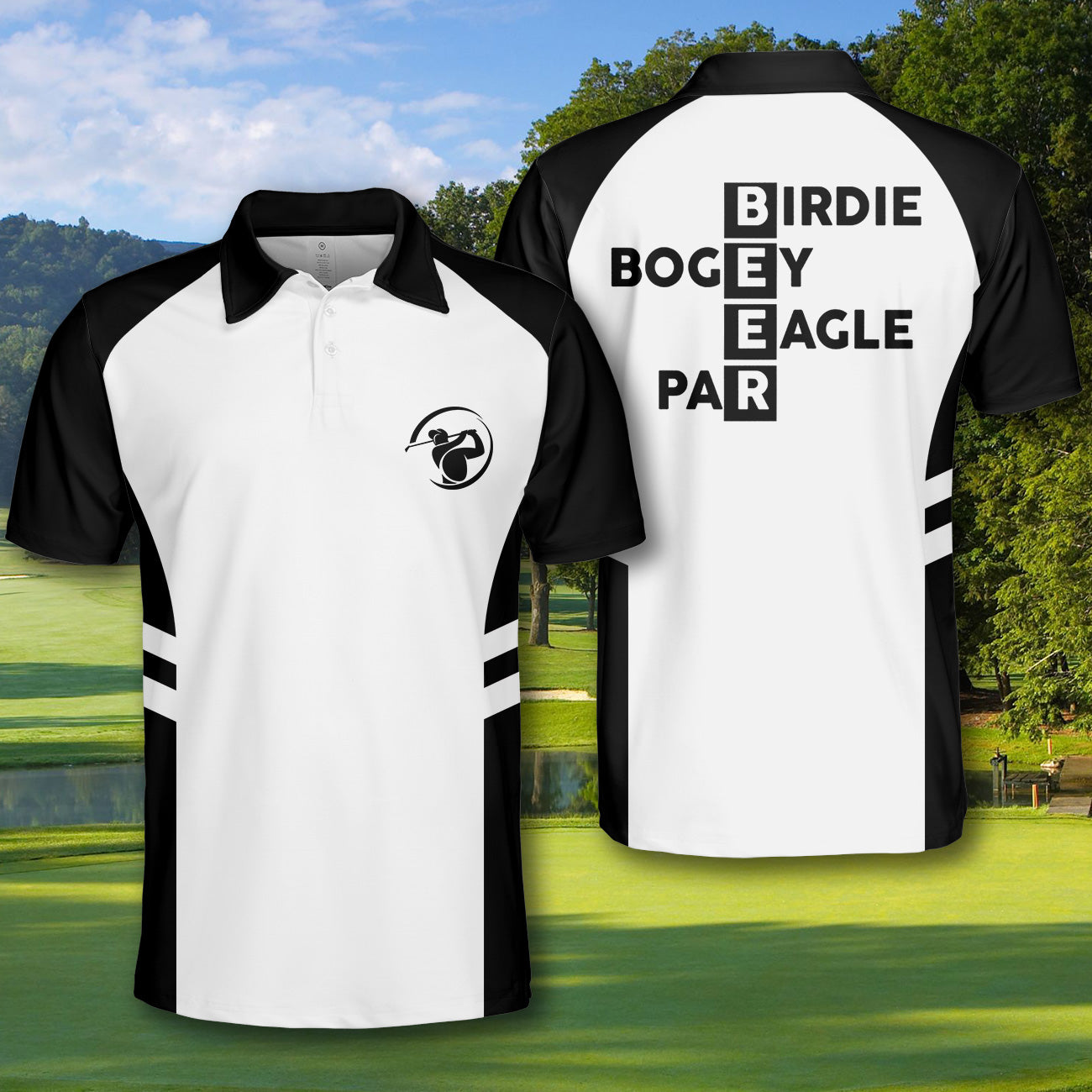 Men'S Beer Birdie Bogey Eagle Par Golf Skeleton Polo Shirt