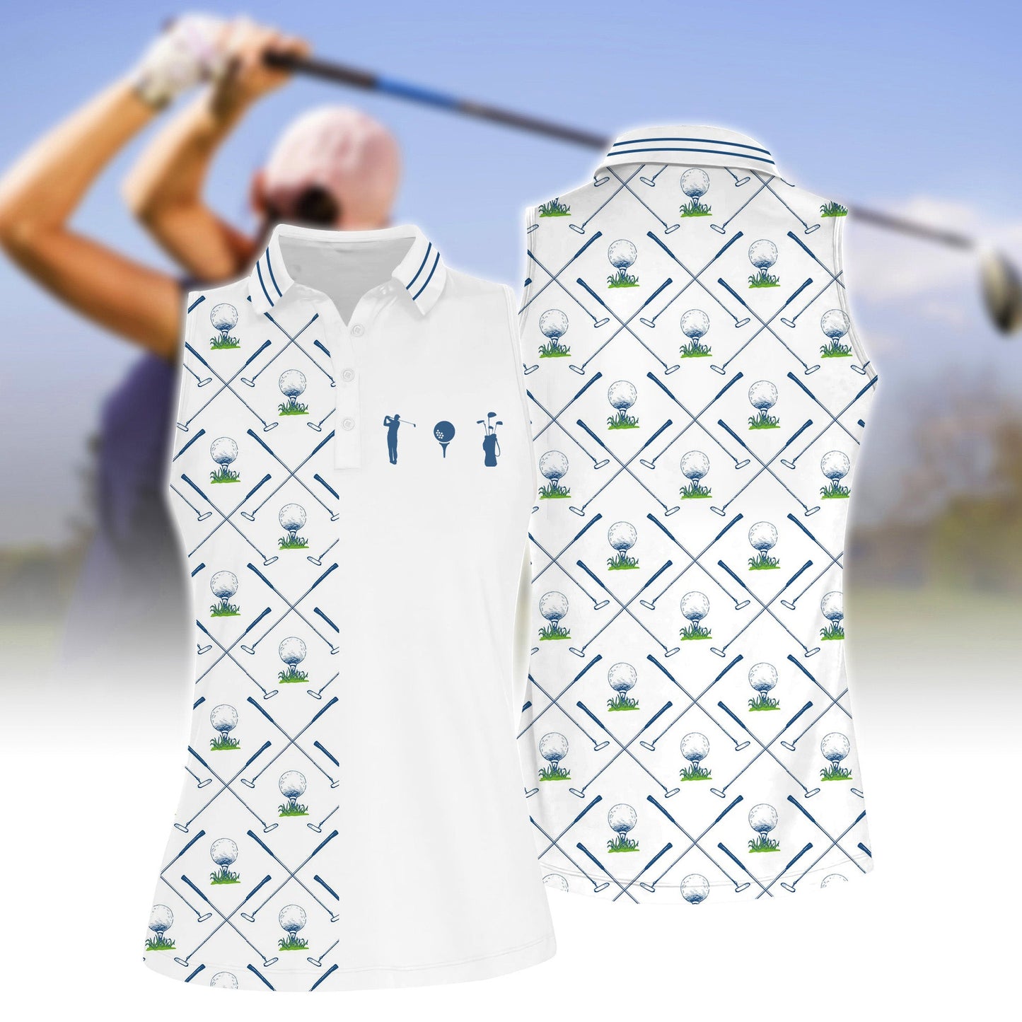 Women'S Play Golf Ball Sleeveless Polo Shirt