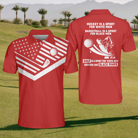 Men's Flag Print Golf Polo Shirt