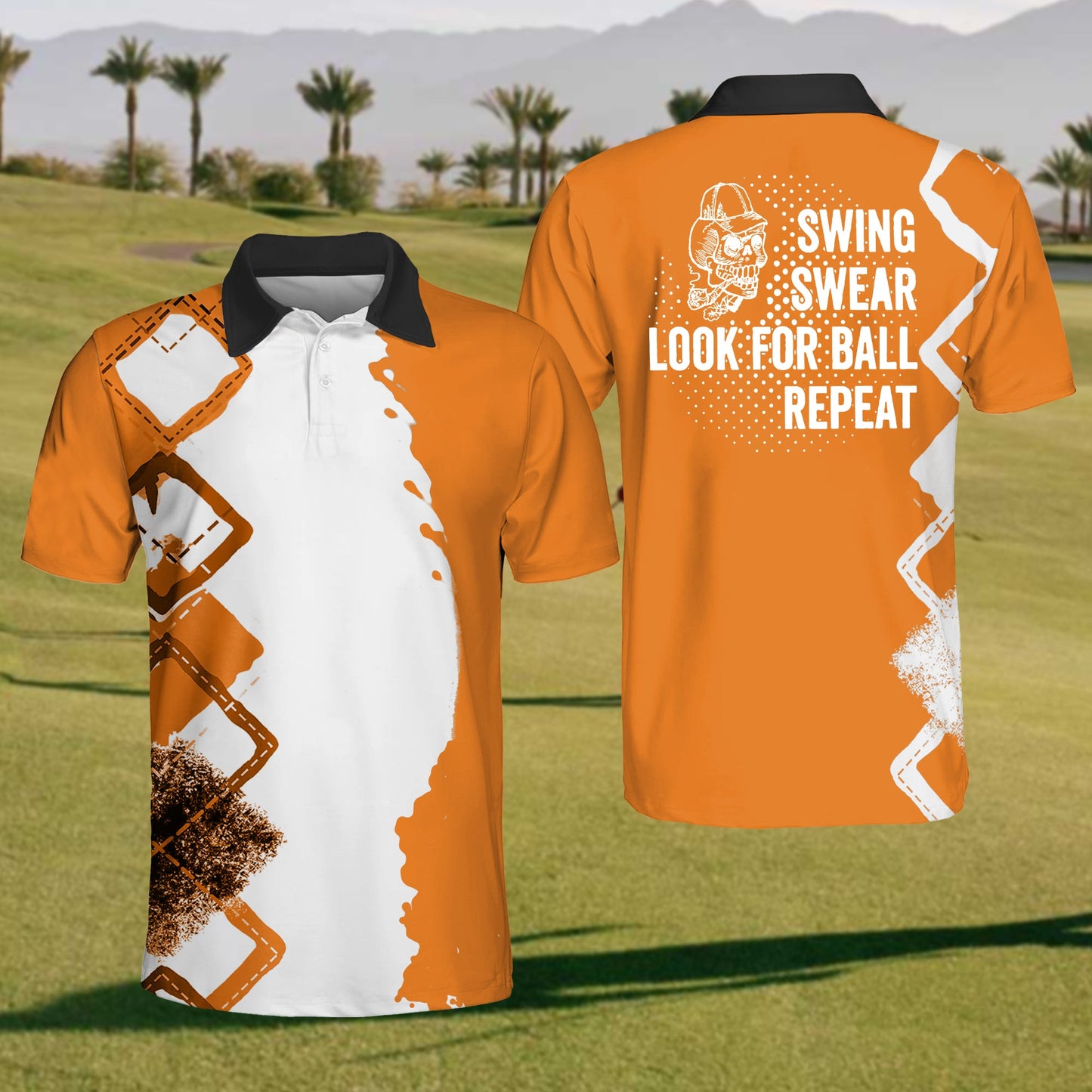 Mens Swing Swear Looking For The Ball Repeat Polo Shirt