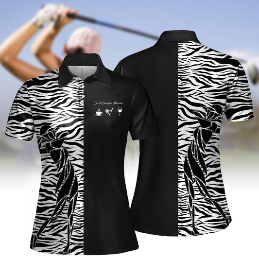 I Am A Simple Women Zebra Pattern Women Sleeveless Polo Shirt