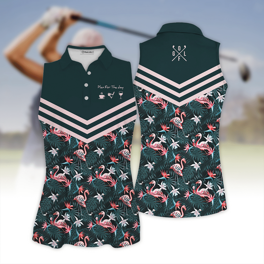 Women's plan for the day floral sleeveless golf polo shirt